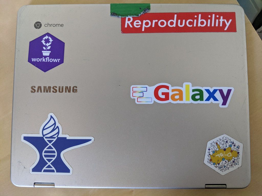 Jeff Leek's laptop stickers: 60% James and Company
