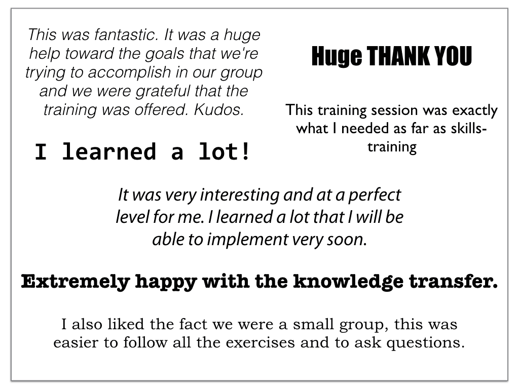 Feedback from 2016 Admin Training Participants